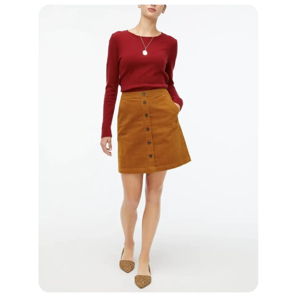 J. Crew Factory Corduroy Button-Front Skirt